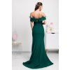 Smaragdové spoločenské šaty s pierkami