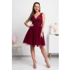 Bordové krátke spoločenské šaty s krajkou