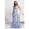 Svetlomodré dlhé šaty s kvetinami