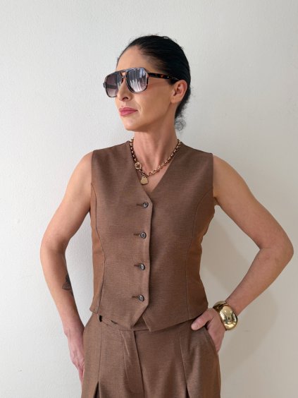 Hnedá vesta VELOURA