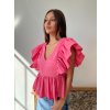 Ružová volánová blúzka FLEUR