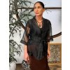 Čierny elegantný organzový kaftan ELODIE