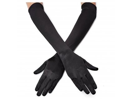 Saténové černé rukavičky