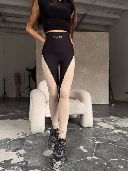 Dámske elastické legíny RESIDENT béžovo/čierne