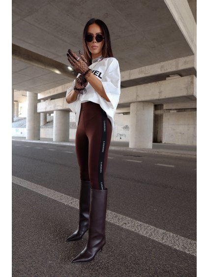 Dámske tvarujúce lycrové legíny VERSION čokoládové