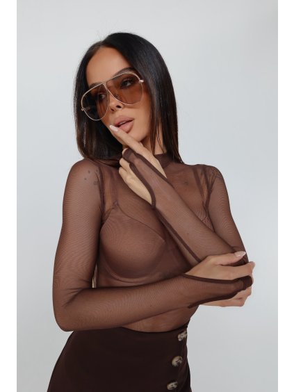 Dámske priehľadné hnedé body SLASH