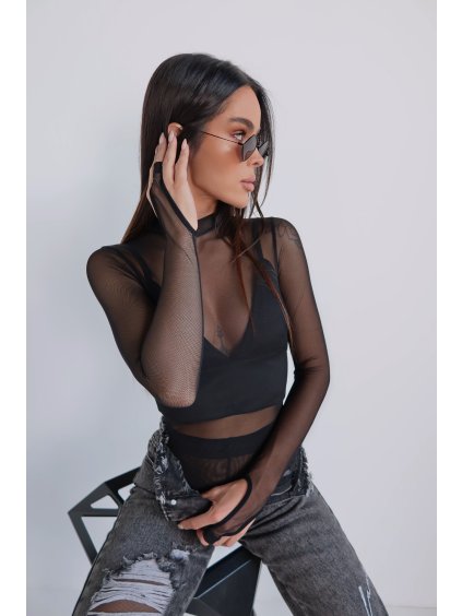 Dámske priehľadné čierne body SLASH