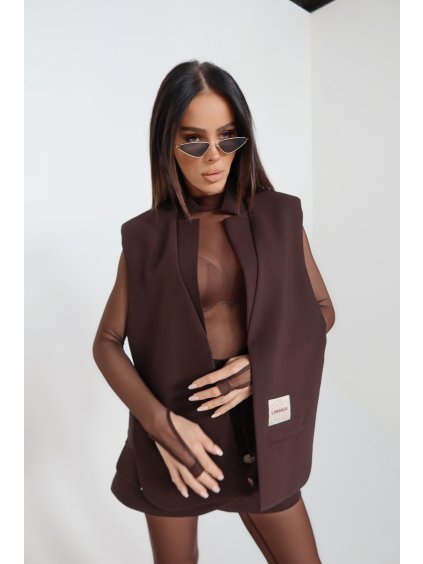 Dámska minimalistická čokoládová vesta FOLD
