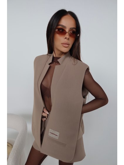 Dámska minimalistická béžová vesta FOLD