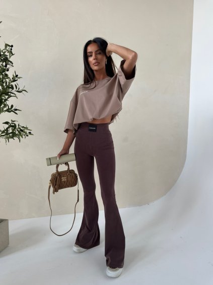 Dámske elastické zvonové legíny BLESSED čokoládové