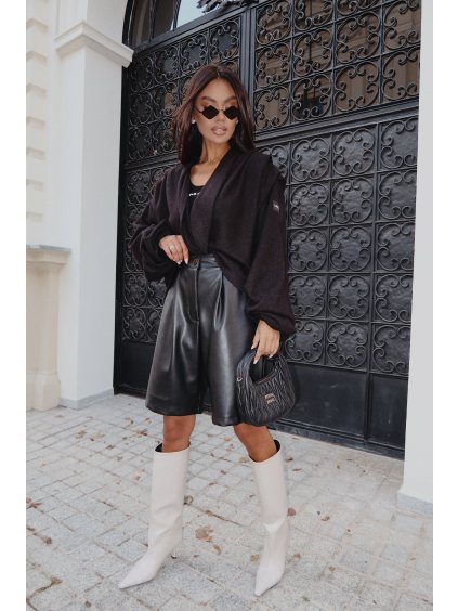 Dámske kožené šortky GLEAM  Čierne