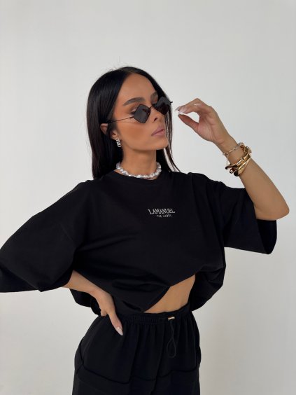 Dámske oversize čierne tričko BASE