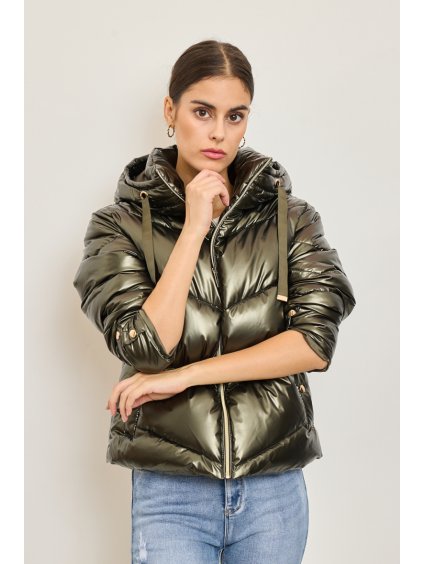 Dámska khaki zimná bunda s kapucňou