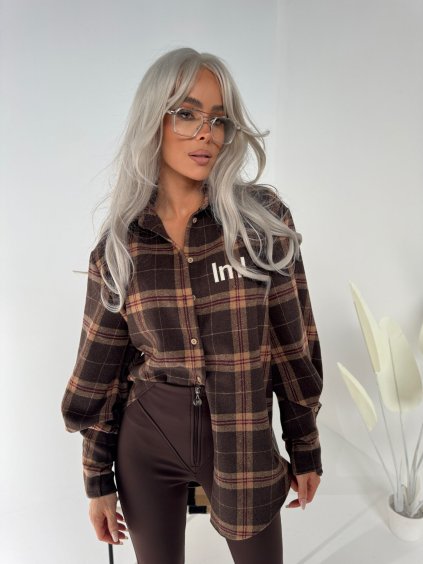 Dámska flanelová čokoládová košeľa ICEBERG