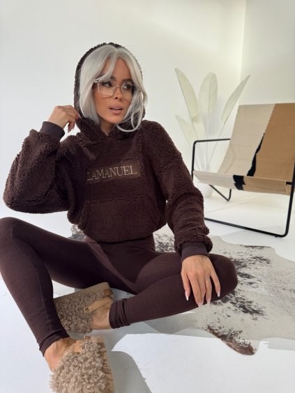 Dámska jahňacia mikina PUFFY čokoládová