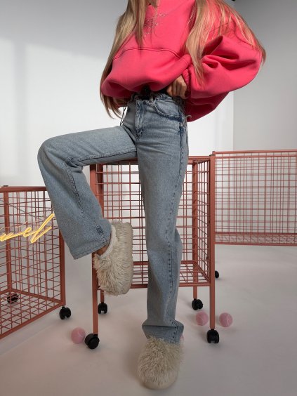 Klasické rifle s vysokým pásom - modré  EUPHORIA