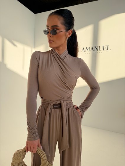 Top NOISE - cappuccino  Krížený top z elstickej viskózy