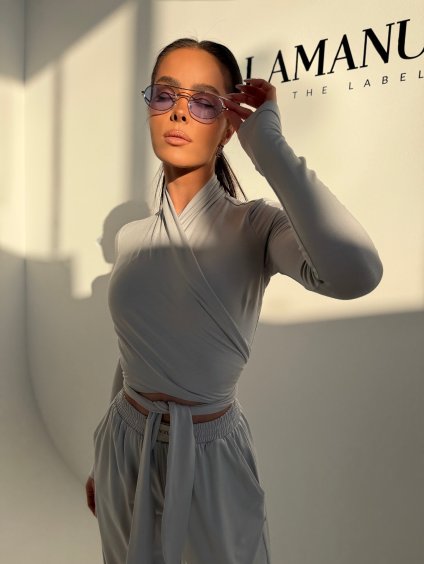 Top NOISE - sivomodrý  Krížený top z elstickej viskózy