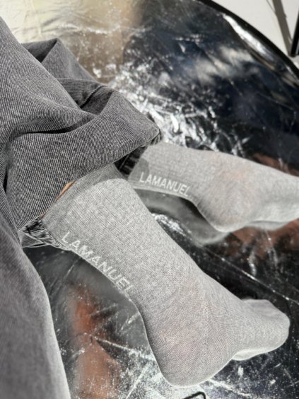 Dámske ponožky EDIT crew - sivé  Športové ponožky s kontrastným logom