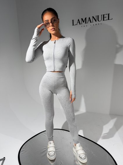 Sivé legíny CLOSER s vysokým pásom  Priliehavé legíny s vysokým pásom