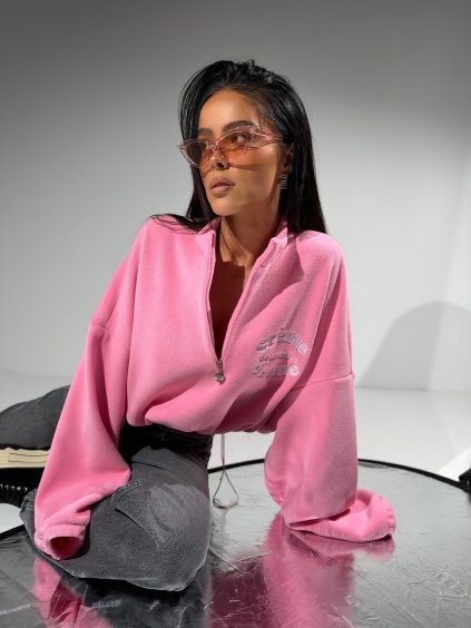 Oversize mikina CREME bubble gum  Oversize mikina s výšivkou