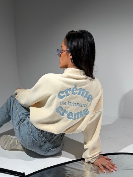 Oversize mikina CREME milk  Oversize mikina s výšivkou