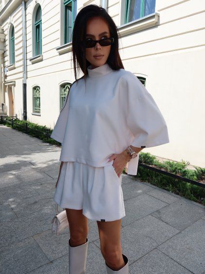 ELEGANZA Oversized High-Neck Top - cream