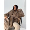 Dámsky béžový kožuch s opaskom FUZZY