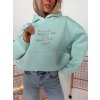Oversize mikina BLOW UP s kapucňou a výšivkou - mint  oversize strih, kapucňa, nastaviteľný spodok