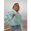 Oversize mikina BLOW UP s kapucňou a výšivkou - mint  oversize strih, kapucňa, nastaviteľný spodok