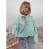 Oversize mikina BLOW UP s kapucňou a výšivkou - mint  oversize strih, kapucňa, nastaviteľný spodok