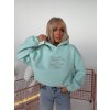 Oversize mikina BLOW UP s kapucňou a výšivkou - mint  oversize strih, kapucňa, nastaviteľný spodok