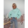 Oversize mikina BLOW UP s kapucňou a výšivkou - mint  oversize strih, kapucňa, nastaviteľný spodok