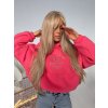 Oversize mikina BLOW UP s kapucňou a výšivkou - koralová  oversize strih, kapucňa, nastaviteľný spodok