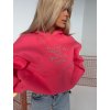 Oversize mikina BLOW UP s kapucňou a výšivkou - koralová  oversize strih, kapucňa, nastaviteľný spodok