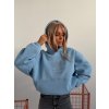 Oversize mikina BLOW UP s kapucňou a výšivkou - modrá  oversize strih, kapucňa, nastaviteľný spodok