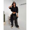 Variabilný crop top s viazaním PEROLA - čierny