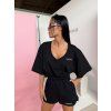 Oversize tričko OASIS s V výstrihom – čierne