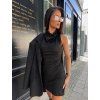 VIVA Suede-Effect Mini Dress with Cowl Neck - black
