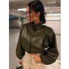 Oversize bunda INTERLACE z umelej kože s prepletaným efektom – khaki