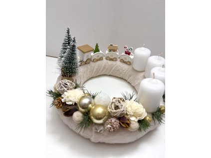 Adventný veniec vláčik white