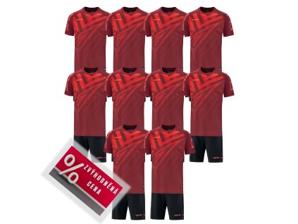 Saller SQUAD50 10 x Tréninkový set 176 tmavě červená-černá-neon oranžová a