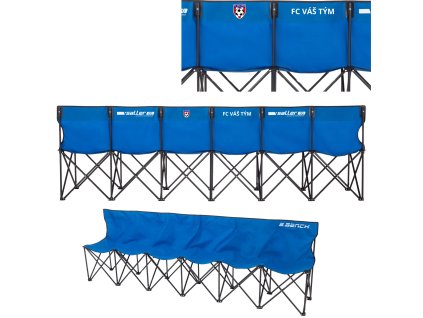Saller Mobilní Skládací Střídačka BENCH - 6 osob s potiskem  Saller Mobilní Skládací Střídačka BENCH – 6 osob | Přenosná sportovní lavička s opěradlem s potiskem
