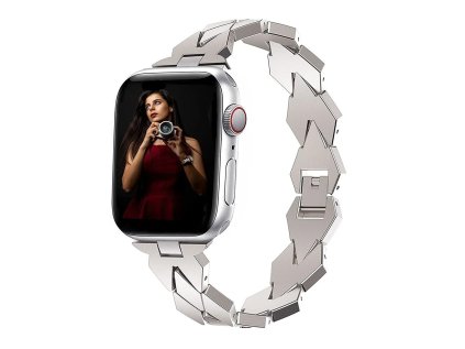 Kovový DIAMOND remienok pre Apple Watch - Strieborný