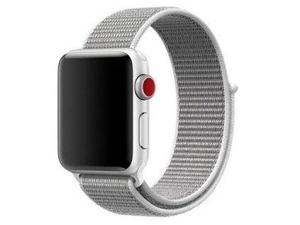 Nylonový remienok na Apple Watch na suchý zips - Tmavo biely