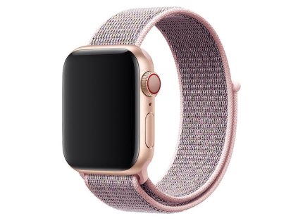 Nylonový remienok na Apple Watch na suchý zips - Tmavo ružový