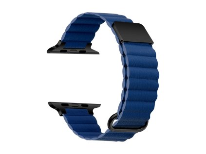 Prémiový kožený magnetický loop na Apple Watch - Modrý