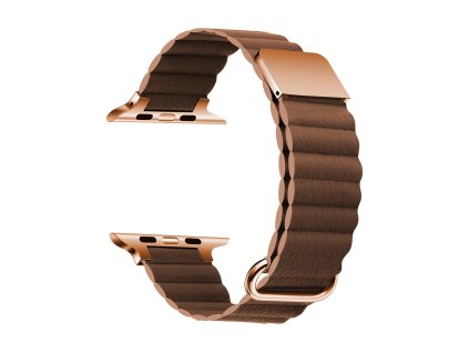 Prémiový kožený magnetický loop na Apple Watch - Hnedý