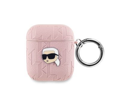 karl lagerfeld pu embossed karl head pouzdro pro airpods 1 2 pink ie12889231