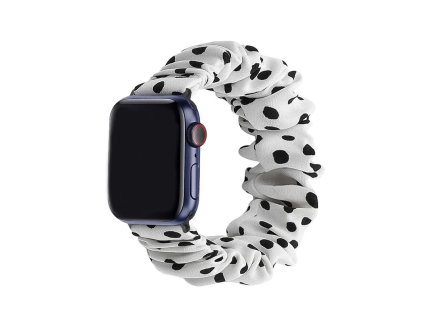 Gumičkový remienok na Apple Watch - Biely s bodkami (AW Gumičkový Biely s bodkami, Veľkosť / Rozteč 44/45/46/49mm)